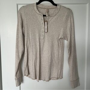 NWT SKIMS Cotton Rib Henley Long Sleeve